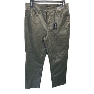 Express‎ Straight Ankle High Rise Faux Leather Pants Pewter Size 8R